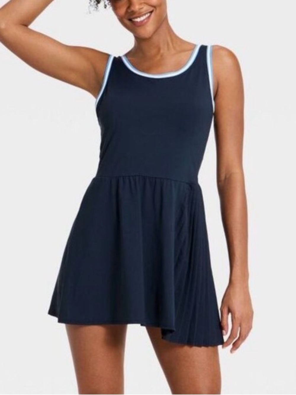 Target Navy Blue Mini Dress with Light Blue Trim